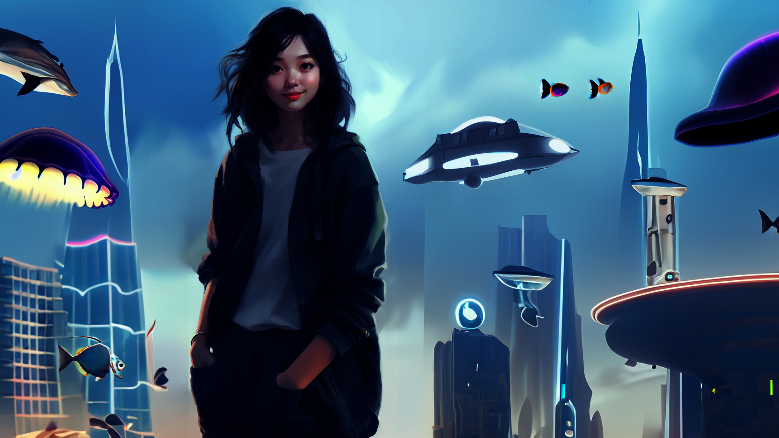 Expanded the portrait background with Photoshop Generative Fill.