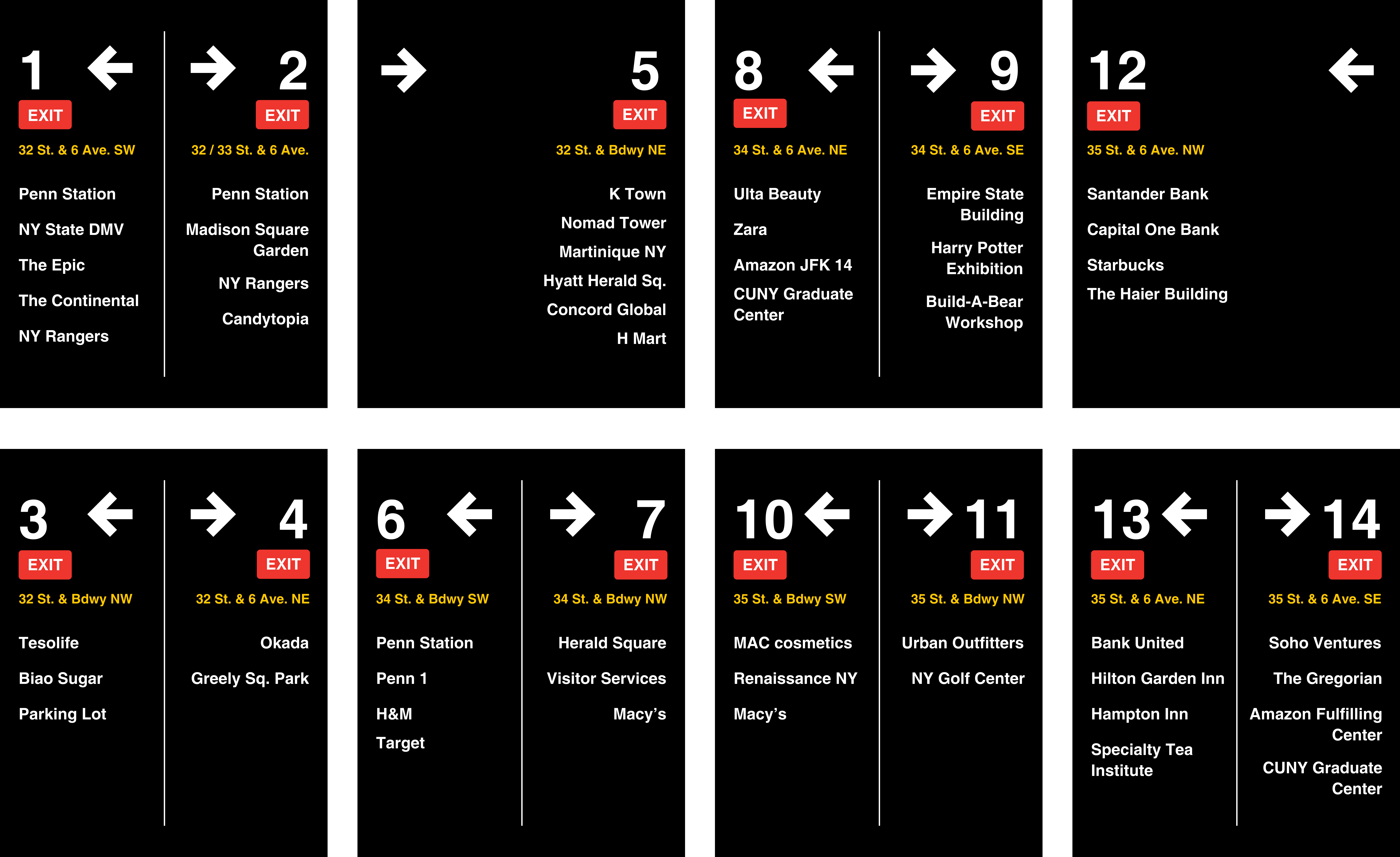 Screenshot of exit sign redesign, 1st version
