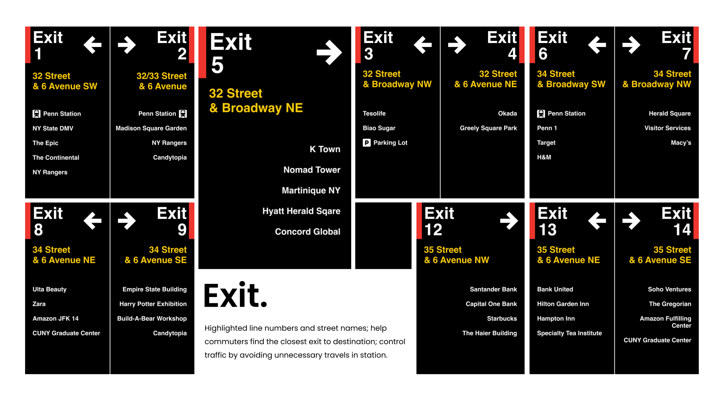 Screenshot of redesigned signs at exits.