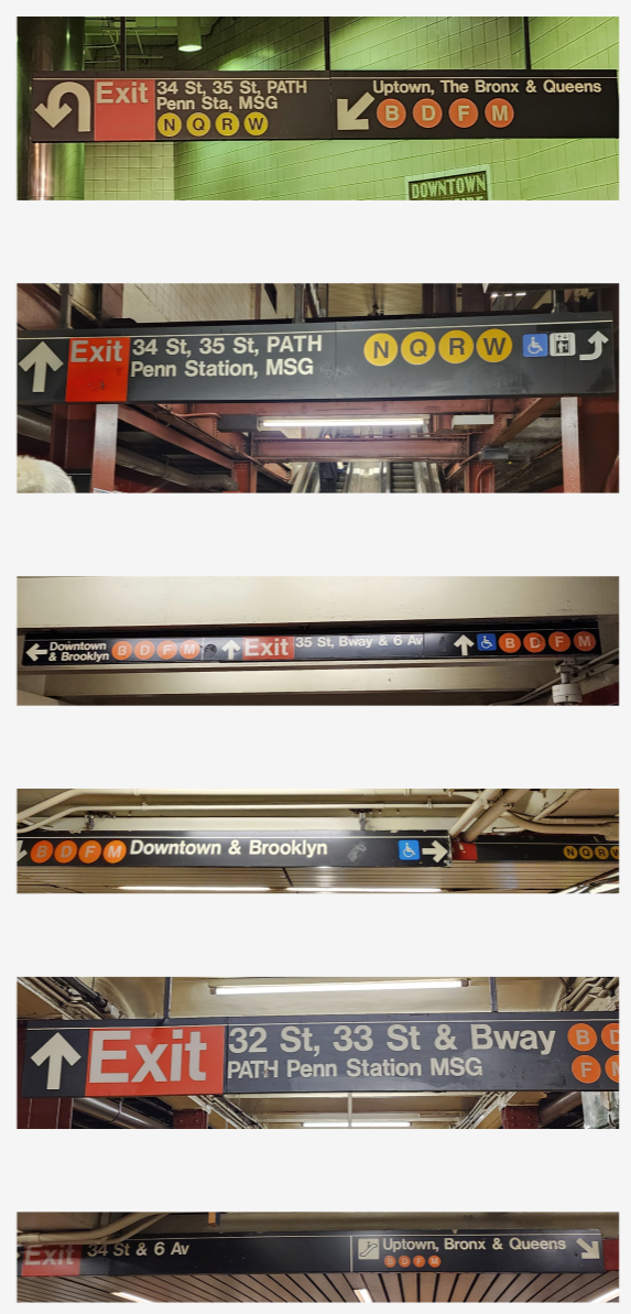 Collage of current overhead signs.