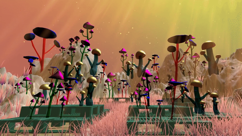 Lastly, I added particle systems and Tyndall effect to make the scene more layered and dreamy.