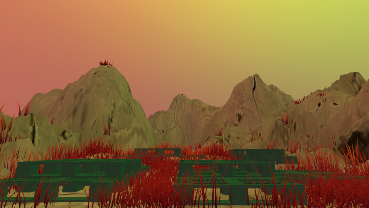 I implemented the grass painting tool and 'brushed' a layer of grass on the terrain.